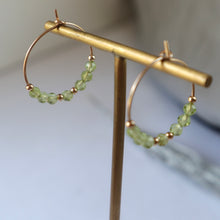 Load image into Gallery viewer, Peridot Gold Hoop Earrings