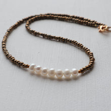 Load image into Gallery viewer, Freshwater pearls with bronze seed beads, handmade Irish necklace