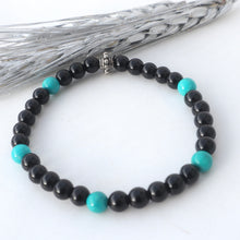 Load image into Gallery viewer, Men’s Black / Turquoise Bracelet