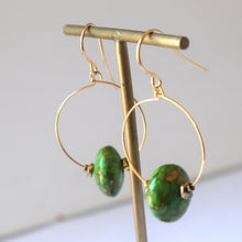 Load image into Gallery viewer, Green Mosaic Rondelle Hoop Earrings