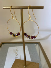 Load image into Gallery viewer, Garnet Hoop Earrings