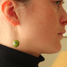 Load image into Gallery viewer, Green Mosaic Rondelle Hoop Earrings