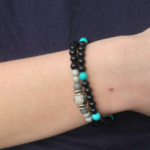 Load image into Gallery viewer, Men’s Black / Turquoise Bracelet