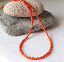 Load image into Gallery viewer, Orange seed bead necklace