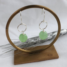 Load image into Gallery viewer, Silver Mini Hoops with Green Quartz