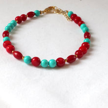 Load image into Gallery viewer, Coral and Turquoise Bracelet