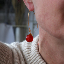 Load image into Gallery viewer, Handmade Amber, gold gemstone Irish earrings