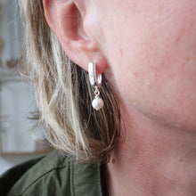 Load image into Gallery viewer, Silver Lever Back Pearl Earrings