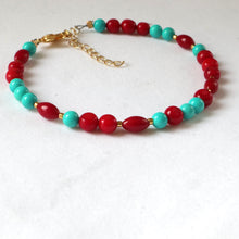 Load image into Gallery viewer, Coral and Turquoise Bracelet