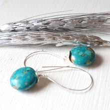 Load image into Gallery viewer, Turquoise mosaic silver handmade Irish earrings