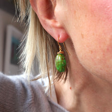 Load image into Gallery viewer, Green Mosaic Oval Earrings
