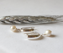 Load image into Gallery viewer, Silver Lever Back Pearl Earrings