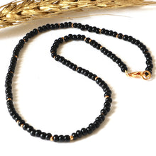 Load image into Gallery viewer, Black Seed Bead Necklace