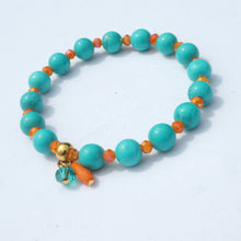 Load image into Gallery viewer, Orange turquoise beaded bracelet