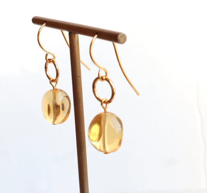 Golden yellow Glass Earrings
