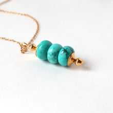Load image into Gallery viewer, blue turquoise gold handmade irish necklace