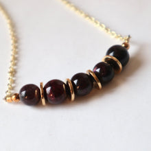 Load image into Gallery viewer, January birthstone garnet gold necklace