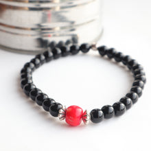 Load image into Gallery viewer, Black Rhombus red coral unisex/ men’s bracelet