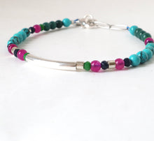 Load image into Gallery viewer, Silver bar juicy coloured bracelet
