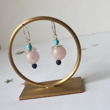 Load image into Gallery viewer, rosequartz sterling silver handmade irish earrings