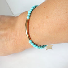 Load image into Gallery viewer, gold bar turquoise handmade bracelet