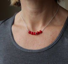 Load image into Gallery viewer, red coral silver handmade irish necklace