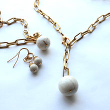 Load image into Gallery viewer, Cream Riverstone gold mini hoop earrings