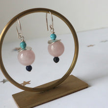 Load image into Gallery viewer, rosequartz sterling silver handmade irish earrings