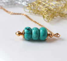 Load image into Gallery viewer, blue turquoise gold handmade irish necklace  Edit alt text
