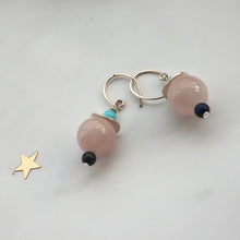 Load image into Gallery viewer, rosequartz sterling silver handmade irish earrings