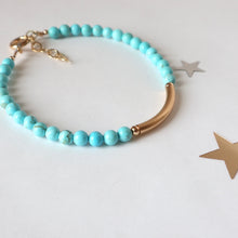 Load image into Gallery viewer, gold bar turquoise handmade bracelet