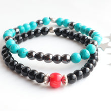 Load image into Gallery viewer, Black Rhombus red coral unisex/ men’s bracelet