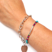 Load image into Gallery viewer, Silver bar juicy coloured bracelet