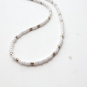 White bead necklace