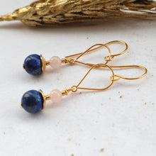 Load image into Gallery viewer, Lapis Lazuli Rosequartz Earrings