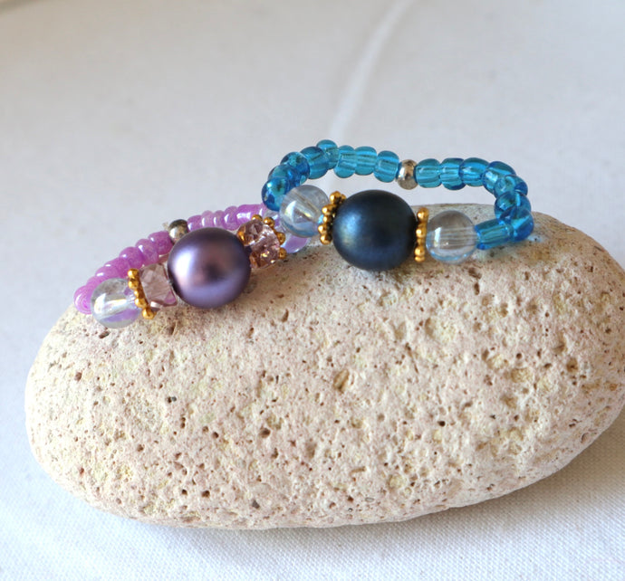 Handmade glass pearl rings