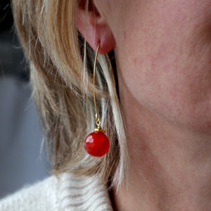 Handmade Amber, gold gemstone Irish earrings