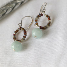 Load image into Gallery viewer, Aquamarine Beaded Hoop Earrings