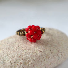 Load image into Gallery viewer, Red Cluster Cocktail Ring