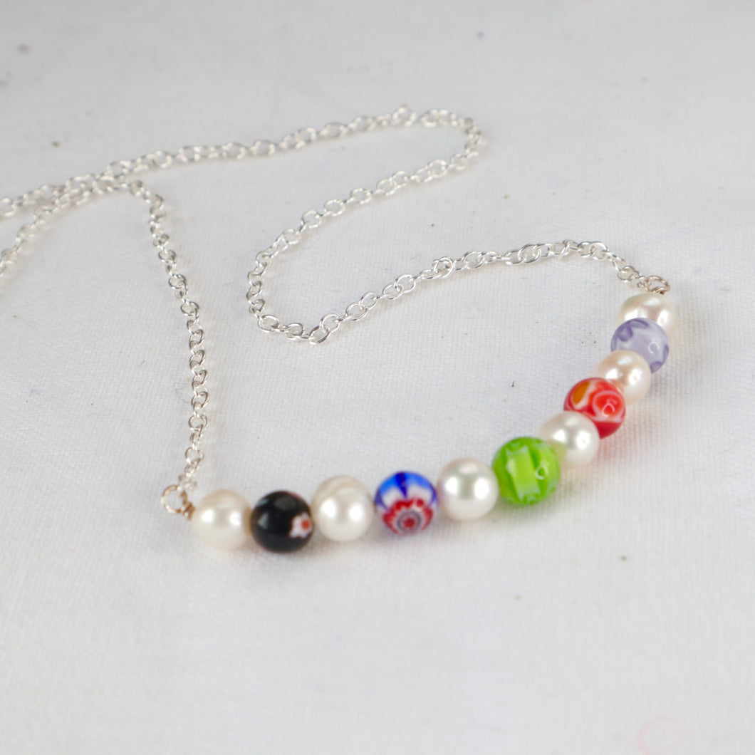 Millefiori Pearl Necklace