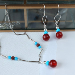 Carnelian silver teardrop earrings