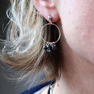 Hematite Silver Hoop Earrings