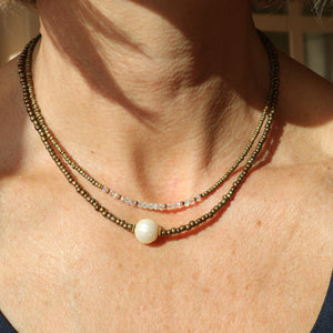 Bronze and Pearl Necklace