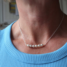 Load image into Gallery viewer, Pearl Bar Necklace with Silver