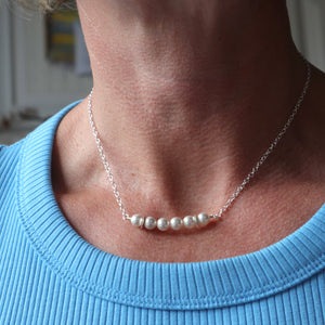 Pearl Bar Necklace with Silver