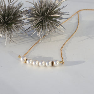 White Pearl Bar Necklace