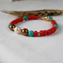 Load image into Gallery viewer, Pearl &amp; Orange Bracelet