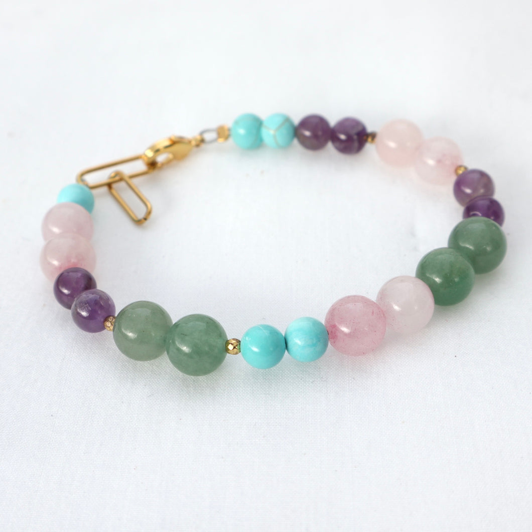 Pastel colour gemstone Irish handmade bracelet 
