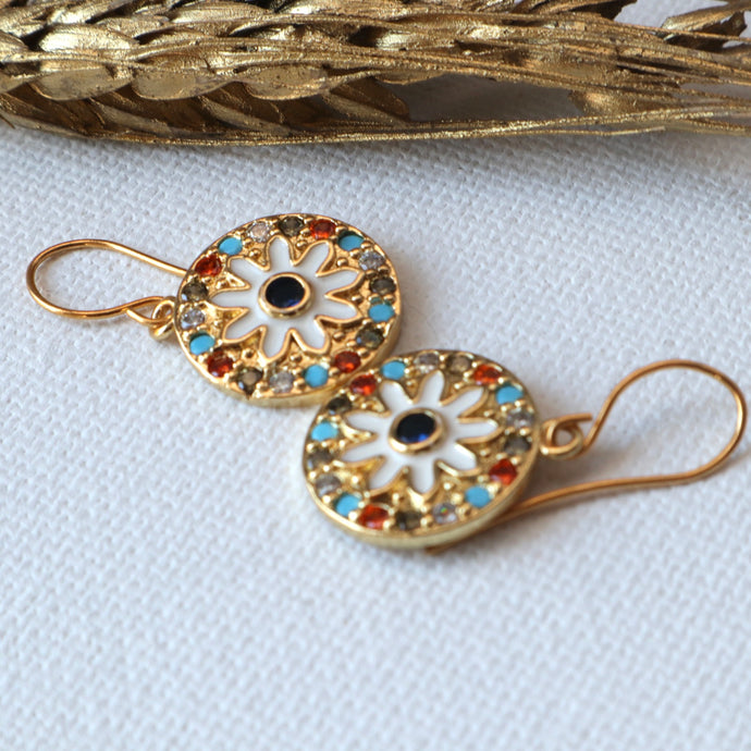 White Enamel Earrings
