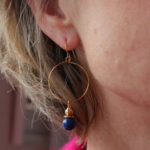 Load image into Gallery viewer, Large Lapis Lazuli Hoop Earrings